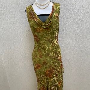 Sue Wong green floral gown with beading. Size 8;